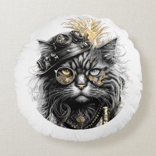 Coussins Ronds Sprocket-Paws Le Chat Steampunk Funky