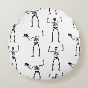 Coussins Ronds Squelettes d'Halloween, friandise ou farce, Hou