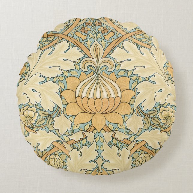 Coussins Ronds St. James par William Morris, Acanthus Feuille (Devant)