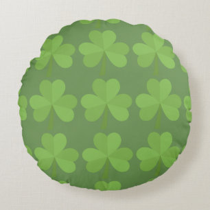 Coussins Ronds St Patrick Irlandais Shamrock Clovers Motif Vert