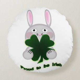 Coussins Ronds St. Patricks Bunny Fier d'être Shamrock irlandais