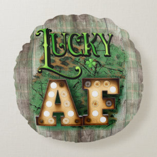 Coussins Ronds St. Patrick's Day Lucky AF Irish Marquee Lights