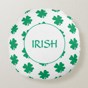 Coussins Ronds St Patrick's Day Vert Shamrock feuille Motif irlan