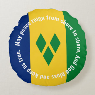 Coussins Ronds St Vincent et les Grenadines Drapeau Hymne Vincy