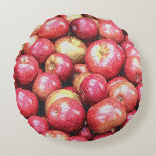 Coussins Ronds "Stack of Red Apples Fruit" Photo mignonne. Comman