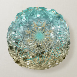 Coussins Ronds Star Mandala sur la Parties scintillant de plage L