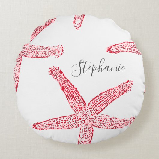 Coussins Ronds Starfish Red White Beach Nom Modèle Noël (Devant)