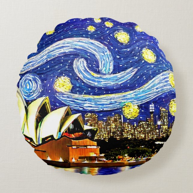 Coussins Ronds Starry Night Sydney Australie Opéra (Devant)