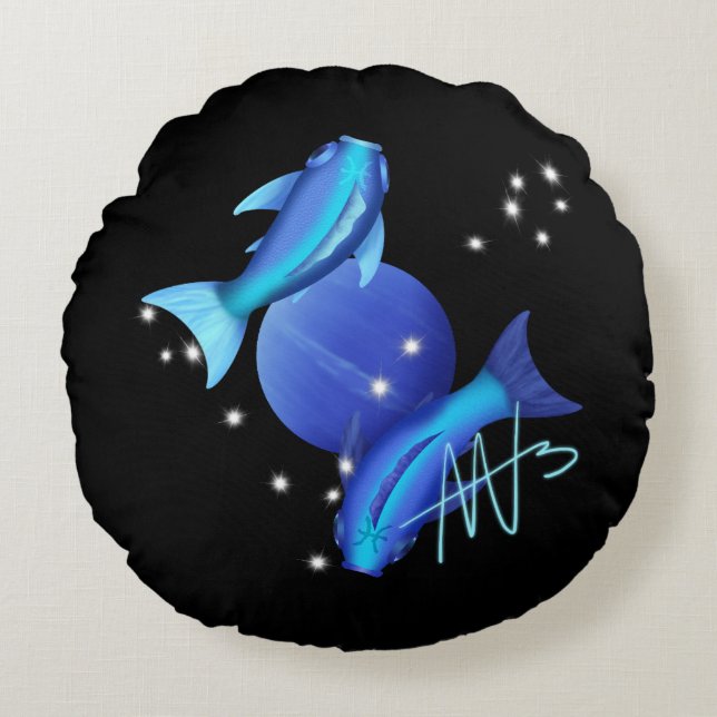 Coussins Ronds Starry Pisces Neptune Zodiac (Devant)