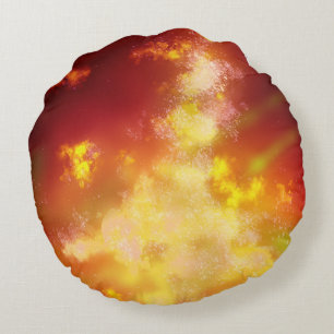 Coussins Ronds Stars Nuit Ciel Minuit jaune orange Voie Lactée