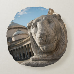 Coussins Ronds Statue de lion devant San Francesco di Paola