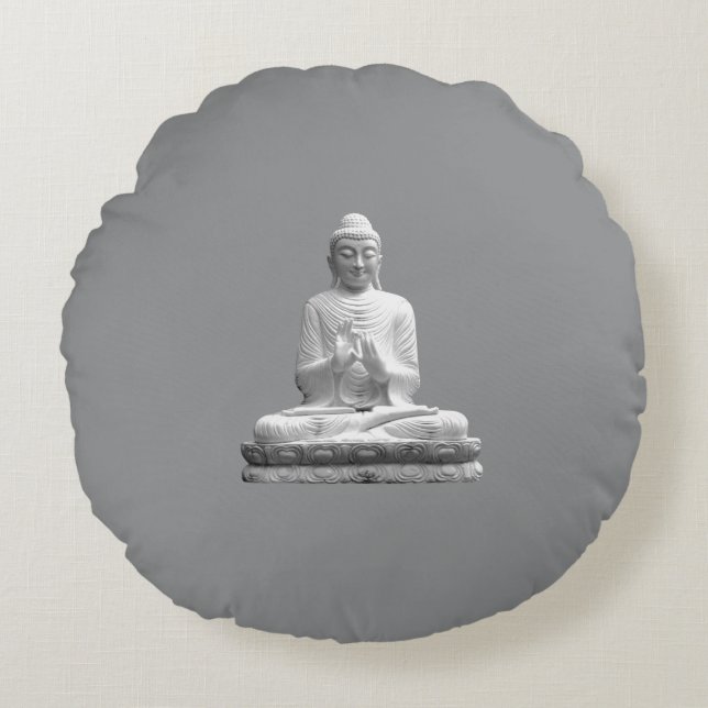 Coussins Ronds Statue du Bouddha blanc (Devant)