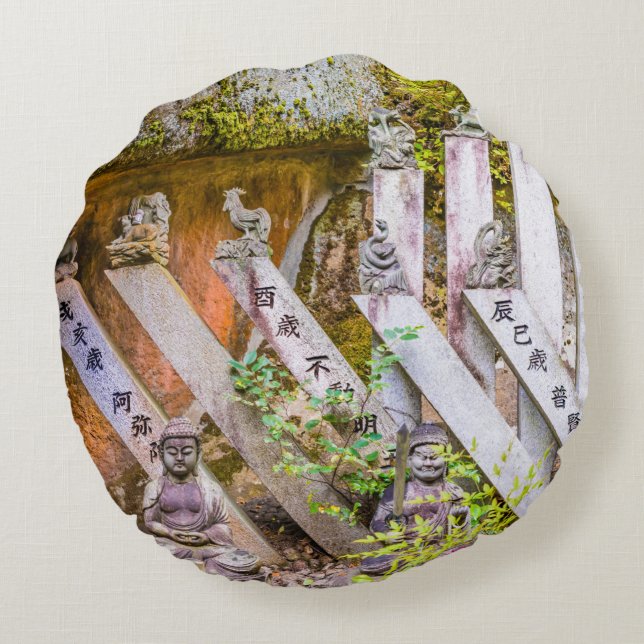 Coussins Ronds Statues de bouddha au temple Senko-ji (Dos)