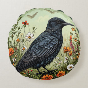 Coussins Ronds Sterne noir Oiseau Cadeau Décoration Maison Design