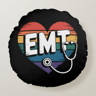 Coussins Ronds Stéthoscope floral doré EMT Cœur