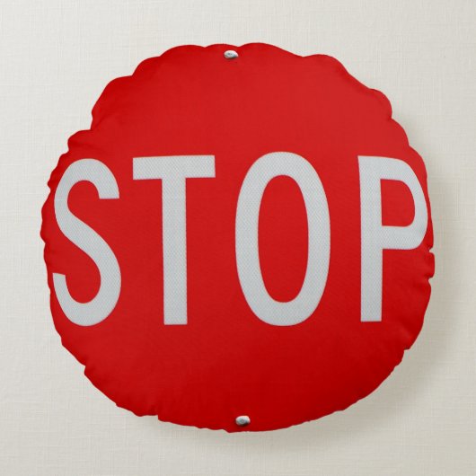 Coussins Ronds Stop Sign Red and White fun cool (Devant)