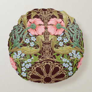 Coussins Ronds Style Art Nouveau Floral : Motif Vintage coloré