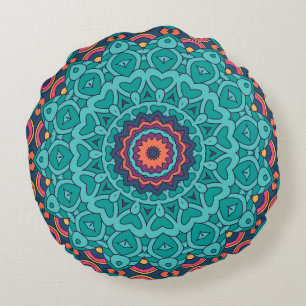 Coussins Ronds Style bleu et rose perse sans couture motif