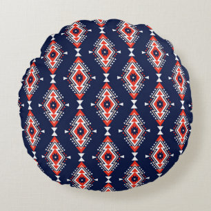 Coussins Ronds Style ethnique, motif sans couture géométrique.