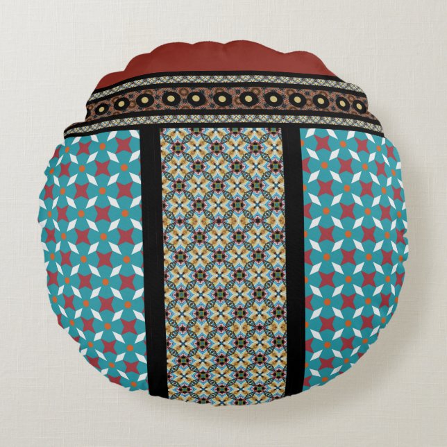 Coussins Ronds Style Patchwork mexicain 3 (Devant)