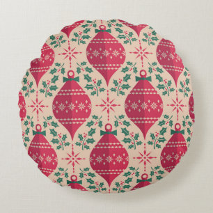 Coussins Ronds Style vintage Noël Motif sans couture
