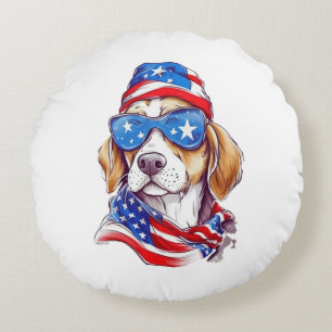 Coussins Ronds Sublimation de chien du 4 juillet-66361