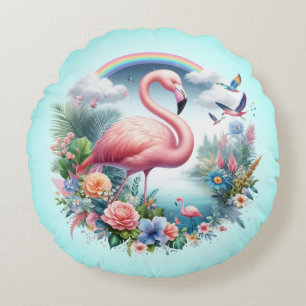 Coussins Ronds Sublimation Flamant rose rose-95158