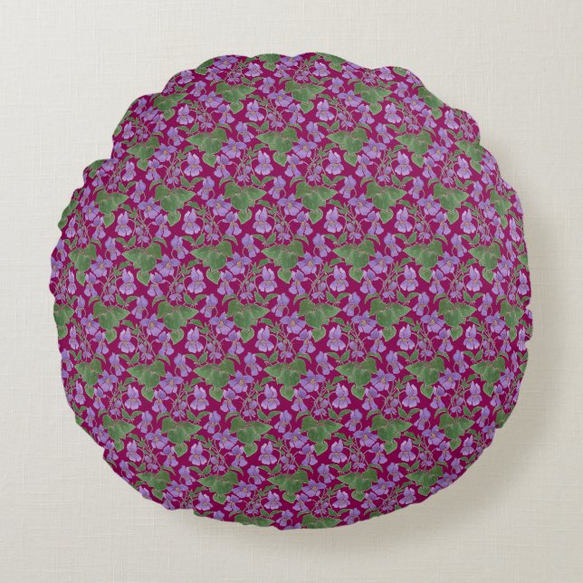 Coussins Ronds Sucré Violets Custom Floral Round Cushion (Devant)