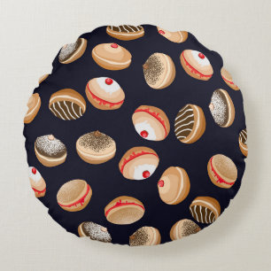 Coussins Ronds Sufganiyot Donuts : Hanoukka Vintage Motif