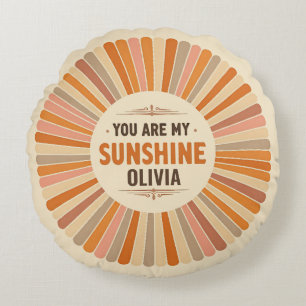 Coussins Ronds Sunburst Vintage "Tu es mon soleil"
