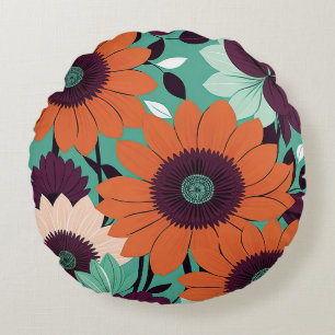 Coussins Ronds Sunset Bloom - Bold Vector Art / Retro Pop Floral