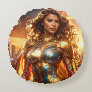 COUSSINS RONDS SUPERHÉROÏNE - FEMME SUPERHÉROÏNE