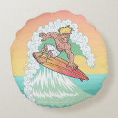 Coussins Ronds Surfeur de coucher de soleil cool (Dos)