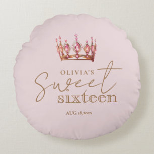 Coussins Ronds Sweet 16 Blush rose et or Anniversaire
