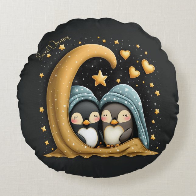 Coussins Ronds Sweet Dreams mignonne Design Penguin (Devant)