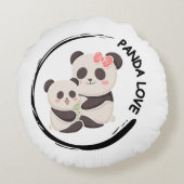 Coussins Ronds Sweet Panda Family (Dos)