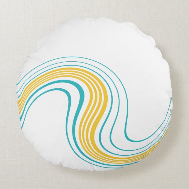 Coussins Ronds Swirl simple - Turquoise et jaune (Devant)