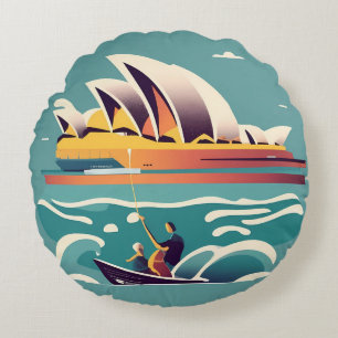 Coussins Ronds Sydney Opera House Australie peinture souvenir