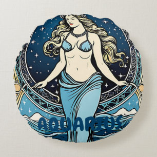 Coussins Ronds Symbole Astrologie Aquarius