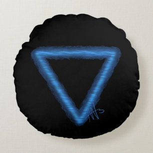 Coussins Ronds Symbole d'alchimie des éléments d'eau ondulée