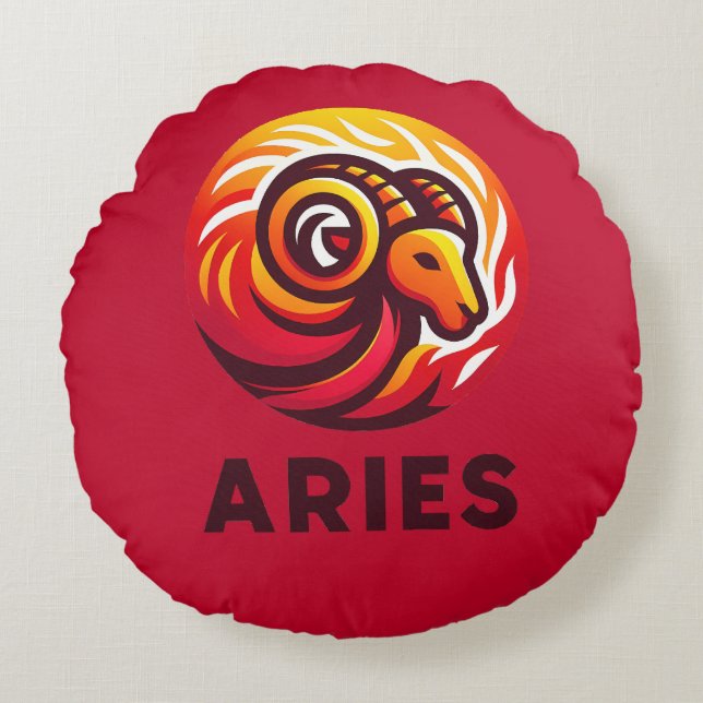 Coussins Ronds SYMBOLE D'Astrologie À Baies FLEURIES (Devant)