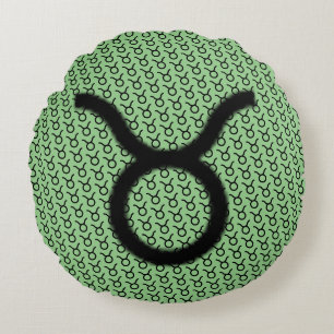 Coussins Ronds Symbole du zodiaque de Taurus par Kenneth Yoncich