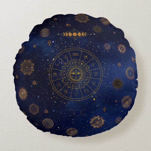 Coussins Ronds Symbole magique de Protection Mandala Pagan Witch (Devant)