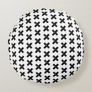 Coussins Ronds Symbole mathématique "Multiplier" noir et blanc Li