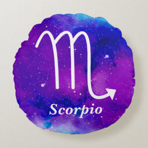 Coussins Ronds Symbole Scorpio Purple Blue Space Nebula