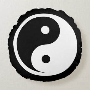 Coussins Ronds Symbole Yin Yang - tatouage solide design 2