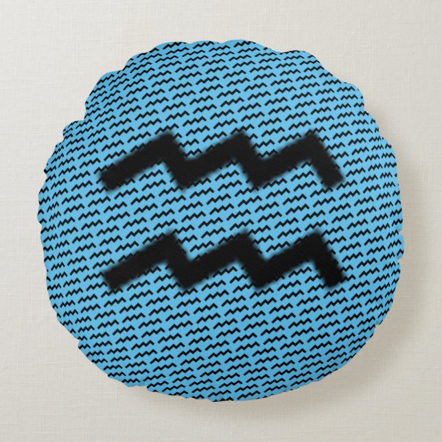 Coussins Ronds Symbole Zodiaque Aquarius Standard par Kenneth Yon (Devant)