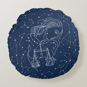 Coussins Ronds Symbole Zodiaque de la Girl Libra