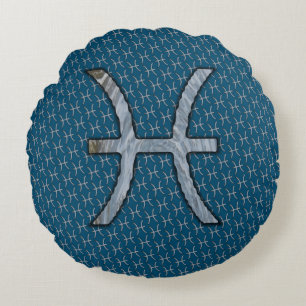 Coussins Ronds Symbole zodiaque Pisces Élément par Kenneth Yoncic