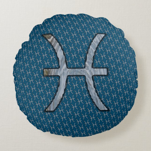 Coussins Ronds Symbole zodiaque Pisces Élément par Kenneth Yoncic (Devant)